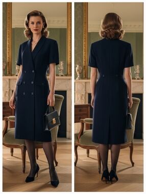 Danny & Nicole New York 8 Vintage Timeless Power Dressing Blazer Midi Dress